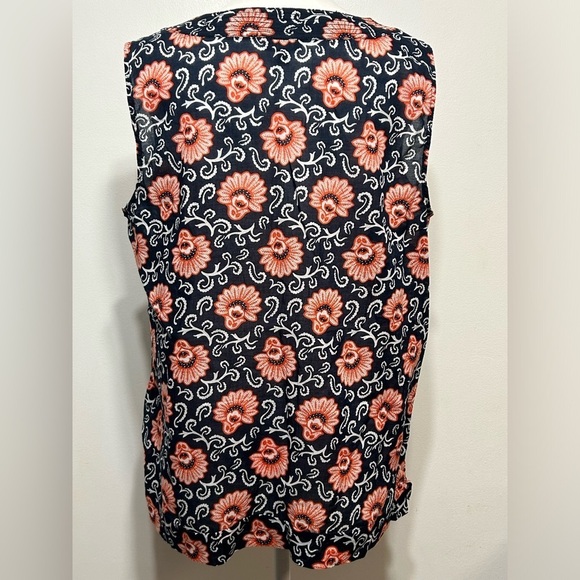 Talbots Floral Sleeveless Split Neck Blouse - Picture 3 of 7